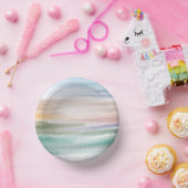 Sandy Beach Ocean Waves Sunset Abstracte Waterverf Papieren Kommen (Feest)