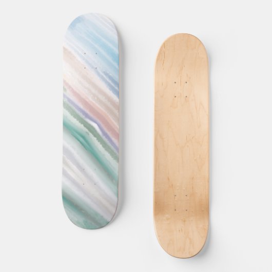 Sandy Beach Ocean Waves Sunset Abstracte Waterverf Persoonlijk Skateboard (Voorkant)