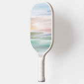 Sandy Beach Ocean Waves Sunset Abstracte Waterverf Pickleball Paddle (Links)
