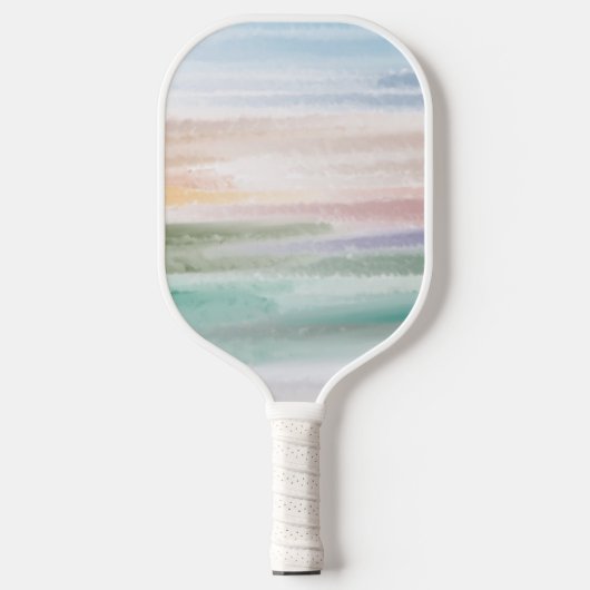 Sandy Beach Ocean Waves Sunset Abstracte Waterverf Pickleball Paddle (Voorkant)