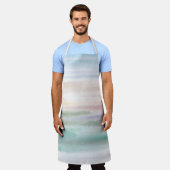 Sandy Beach Ocean Waves Sunset Abstracte Waterverf Schort (Gedragen)