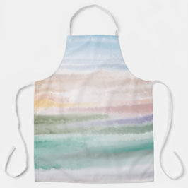 Sandy Beach Ocean Waves Sunset Abstracte Waterverf Schort