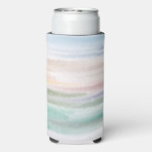 Sandy Beach Ocean Waves Sunset Abstracte Waterverf Seltzer Blikjeskoeler (Seltzer Achterkant)