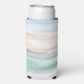 Sandy Beach Ocean Waves Sunset Abstracte Waterverf Seltzer Blikjeskoeler (Seltzer Voorkant)