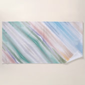 Sandy Beach Ocean Waves Sunset Abstracte Waterverf Strandlaken (Voorkant)