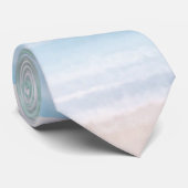 Sandy Beach Ocean Waves Sunset Abstracte Waterverf Stropdas (Opgerold)