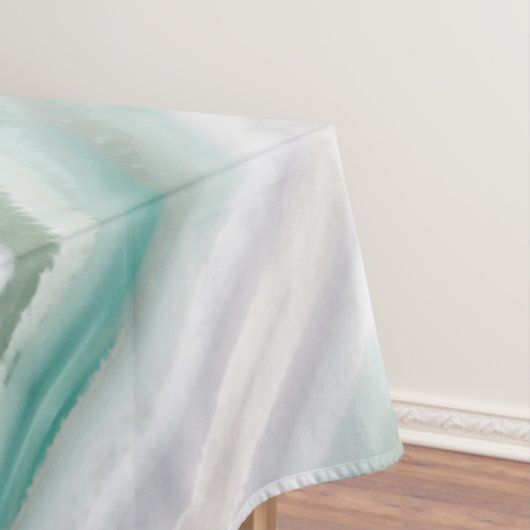 Sandy Beach Ocean Waves Sunset Abstracte Waterverf Tafelkleed (Voorbeeld)