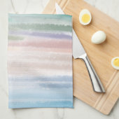 Sandy Beach Ocean Waves Sunset Abstracte Waterverf Theedoek (Quarter Fold)