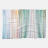 Sandy Beach Ocean Waves Sunset Abstracte Waterverf Theedoek (Horizontaal)