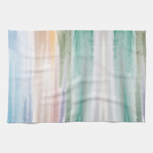 Sandy Beach Ocean Waves Sunset Abstracte Waterverf Theedoek (Horizontaal)