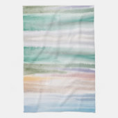 Sandy Beach Ocean Waves Sunset Abstracte Waterverf Theedoek (Verticaal)