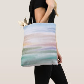Sandy Beach Ocean Waves Sunset Abstracte Waterverf Tote Bag (Dichtbij)