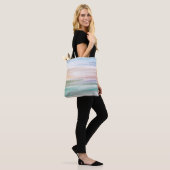 Sandy Beach Ocean Waves Sunset Abstracte Waterverf Tote Bag (Op model)