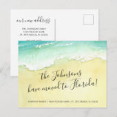 Sandy Beach Ocean Waves verplaatst naar Florida Aankondigingskaart (Voorkant / Achterkant)
