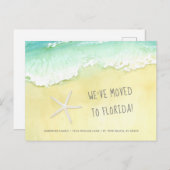 Sandy Beach Ocean Waves We verhuisden naar Florida Aankondigingskaart (Voorkant / Achterkant)