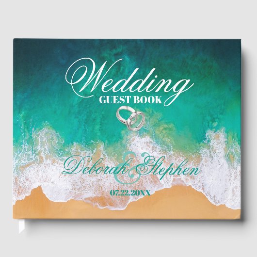 Sandy Beach Ocean Waves Wedding Gastenboek (Voorkant)