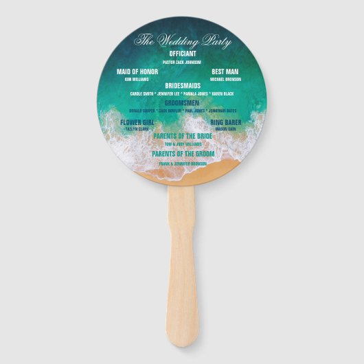 Sandy Beach Ocean Waves Wedding Handwaaier (Achterkant)