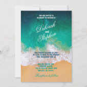 Sandy Beach, Ocean Waves Wedding Invitations Kaart (Voorkant)