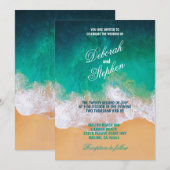 Sandy Beach, Ocean Waves Wedding Invitations Kaart (Voorkant / Achterkant)