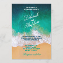 Sandy Beach, Ocean Waves Wedding Invitations