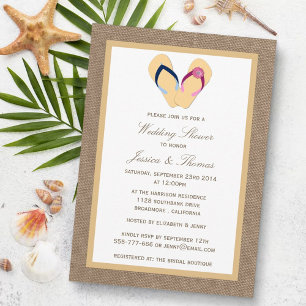 Sandy Beach op Burlap Wedding Shower Kaart
