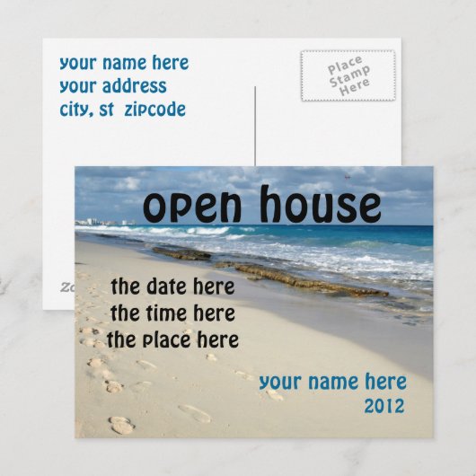 Sandy Beach Open House briefkaart (Voorkant / Achterkant)