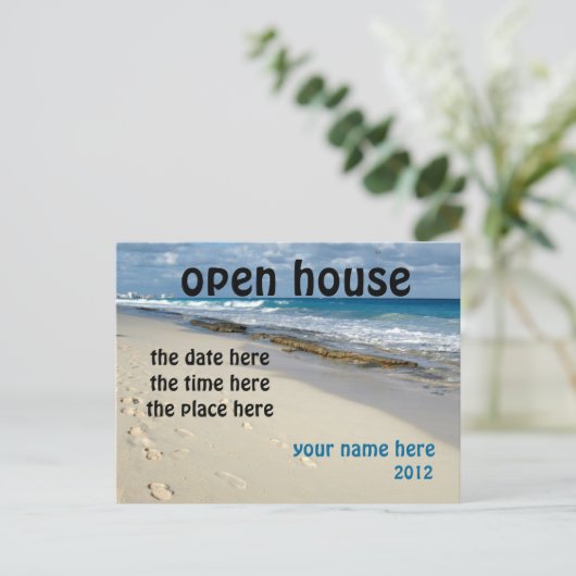 Sandy Beach Open House briefkaart (Staand voorkant)
