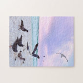 Sandy Beach Party met Pigeons en Seagulls Legpuzzel (Horizontaal)