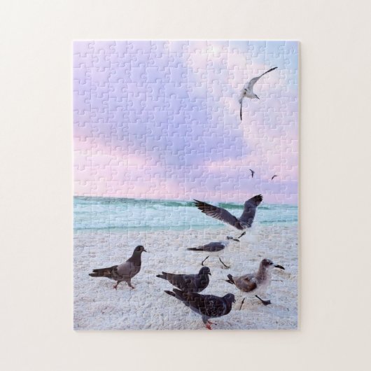 Sandy Beach Party met Pigeons en Seagulls Legpuzzel (Verticaal)