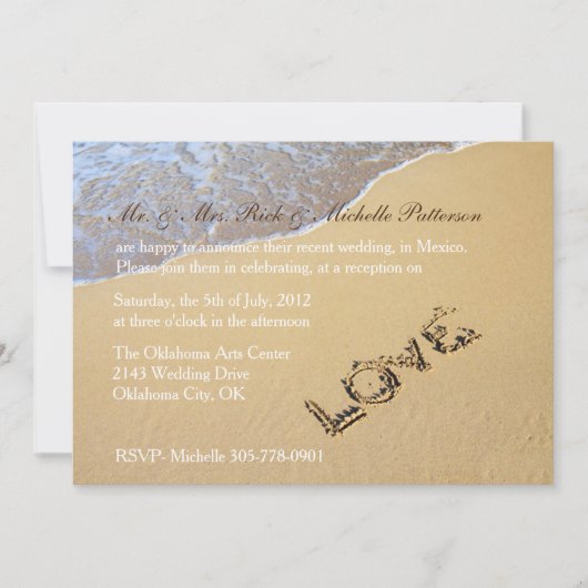Sandy Beach Post Wedding Reception Uitnodiging (Voorkant)