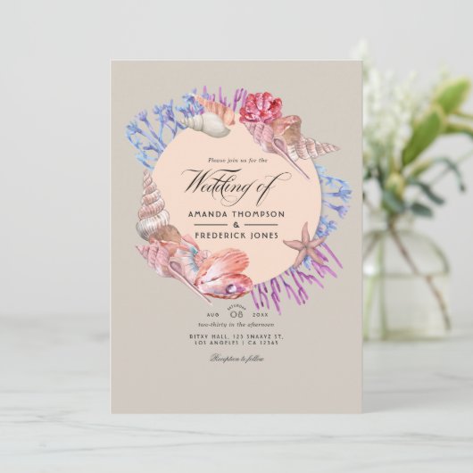 Sandy Beach QR Code RSVP Weddenschap Kaart (Staand voorkant)