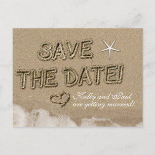 Sandy Beach SAVE THE DATE Trouwdatum Briefkaart
