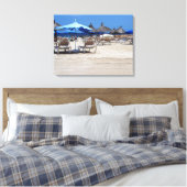 Sandy Beach Scene met stoelen en parasols Wall Art Canvas Afdruk (Insitu (Slaapkamer))