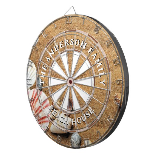 Sandy Beach Shells familienaam Beach House Dartbord (Voorkant Rechts)