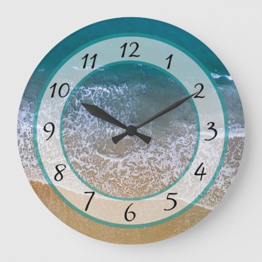 Sandy  Beach Shore Ocean Waves Clock Grote Klok (Voorkant)