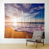 Sandy Beach Shore Ocean Waves Tapestry Wandkleed (In Situ (horizontaal))