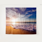 Sandy Beach Shore Ocean Waves Tapestry Wandkleed (Voorkant (horizontaal))