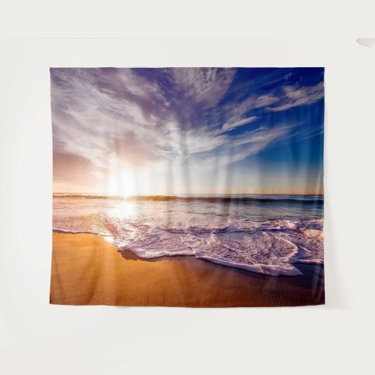 Sandy Beach Shore Ocean Waves Tapestry Wandkleed (Voorkant (horizontaal))