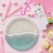 Sandy Beach Shoreline Seaside Party Papieren Borde Papieren Bordje (Feest)