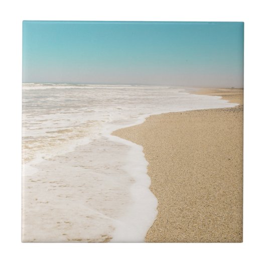 Sandy Beach Sky Waves Schuim Tegeltje (Voorkant)
