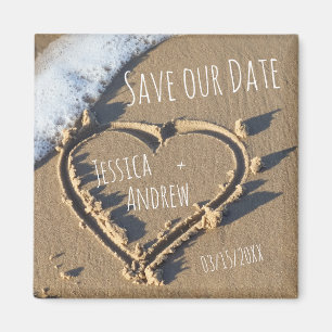 Sandy Beach Specialized Names Heart Save our Date Magneet