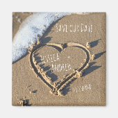 Sandy Beach Specialized Names Heart Save our Date Magneet (Voorkant)