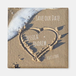 Sandy Beach Specialized Names Heart Save our Date Magneet