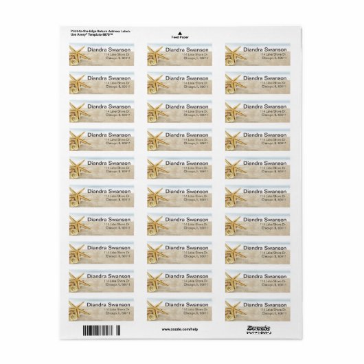 Sandy Beach Starfish Seashells Etiket (Full Sheet)