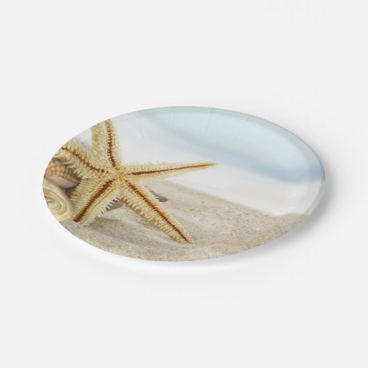 Sandy Beach Starfish Seashells Papieren Bordje (Gekanteld)