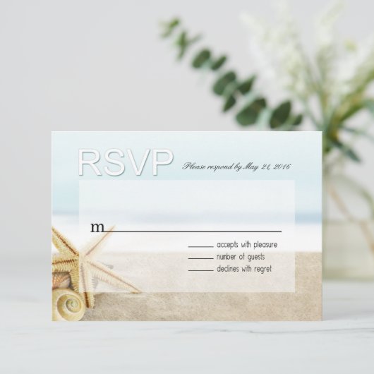Sandy Beach Starfish Seashells RSVP (Staand voorkant)