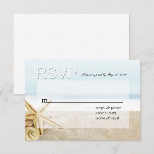 Sandy Beach Starfish Seashells RSVP (Voorkant / Achterkant)