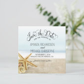 Sandy Beach Starfish Seashells Save the Date (Staand voorkant)