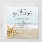 Sandy Beach Starfish Seashells Save the Date (Voorkant)