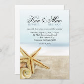 Sandy Beach Starfish Seashells Weddenschap Kaart (Voorkant / Achterkant)